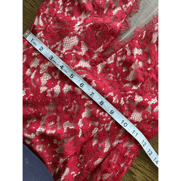 AIDAN MATTOX Red lace Plunging V-Neck open back Gown Size 6 - Picture 9 of 16